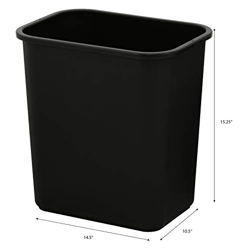 United Solutions 7 Gallon / 28 Quart Efficient Trash Wastebasket, Fits Under Desk, Small, Narrow Spaces in Commercial, Kitchen, Home Office, Dorm, Easy to Clean, 1 Pack, Black