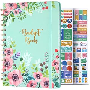 budget planner – budget book, undated monthly bill organizer with pockets, 8.3″ x 6.2″, expense tracker notebook, budgeting journal and financial planner/book, thick paper twin-wire binding