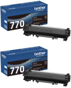 brother genuine tn770 2-pack super high yield black toner cartridge with approximately 4,500 page yield/cartridge