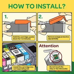 CHINGER Compatible Ink cartridges Replacement for Canon 280 281 PGI-280XXL CLI-281XXL PGI280 XXL CLI281XXL Used in PIXMA TR7520 TR8520 TS9120 TS6120 TS6220 TS6320 TS8320 TS8220 TS8120 Printer (5 Pack)