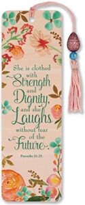 she is clothed with strength and dignity beaded bookmark
