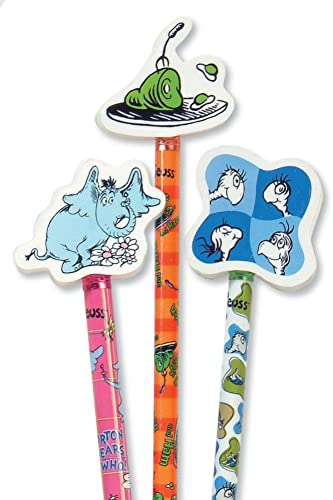 Raymond Geddes 66865 Dr. Seuss Number 2 Pencils With Giant Pencil Top Erasers (Pack of 36)