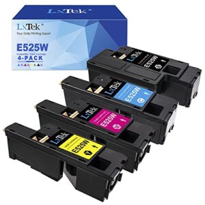 lxtek compatible toner cartridge replacement for dell e525w e525 to use with e525w color laser printer, 4 pack (593-bbjx 593-bbju 593-bbjv 593-bbjw)