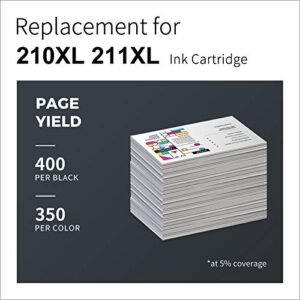 LemeroUtrust Remanufactured Ink Cartridge Replacement for Canon 210XL 211XL PG-210 CL-211 210 211 XL use with Canon PIXMA MX410 MP480 MP495 MP250 MP280 MX330 IP2702 (Black, Tri-Color, 2-Pack)