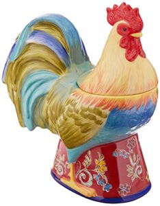 certified international morning bloom 3-d rooster cookie jar, 64 oz, multicolored