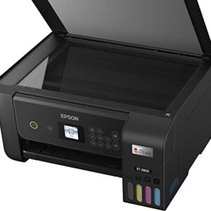 Epson EcoTank ET-2800 All-in-One Wireless Inkjet Color Printer, Print&Copy&Scan, 1200x2400 dpi, 1.44" Color LCD Display, Cartridge-Free, Photo Printing, Wi-Fi, Black, with Lanbertent Printer Cable