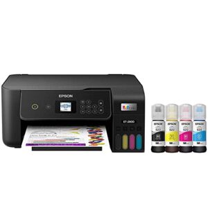 Epson EcoTank ET-2800 All-in-One Wireless Inkjet Color Printer, Print&Copy&Scan, 1200x2400 dpi, 1.44" Color LCD Display, Cartridge-Free, Photo Printing, Wi-Fi, Black, with Lanbertent Printer Cable