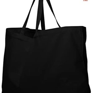 27" Large Canvas Tote Bag - Extra Big Largest Grocery Shopping Beach Reusable Totes Bags Vacation Plain Solid 27" X 16" X 8" (Black)