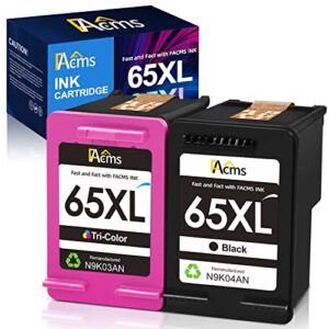 facms remanufactured ink cartridges replacement for hp 65xl 65 xl ink cartridge for envy 5055 5052 5058 deskjet 3755 2652 2655 3722 3723 3752 3758 3730 3720 3700 2622 2655 printer (1 black, 1 color)