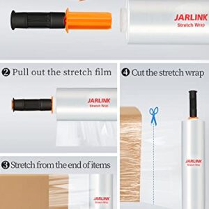 JARLINK Stretch Film, 15 Inch x 1000 Feet Shrink Wrap for Pallet Wrap, Industrial Strength Stretch Wrap up to 800% Stretch with Handles, Moving Wrapping Plastic Roll, 80 Gauge, 2 Pack