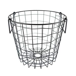 dii metal wire mesh stackable utility storage bin, small round, 12x12x10″, black