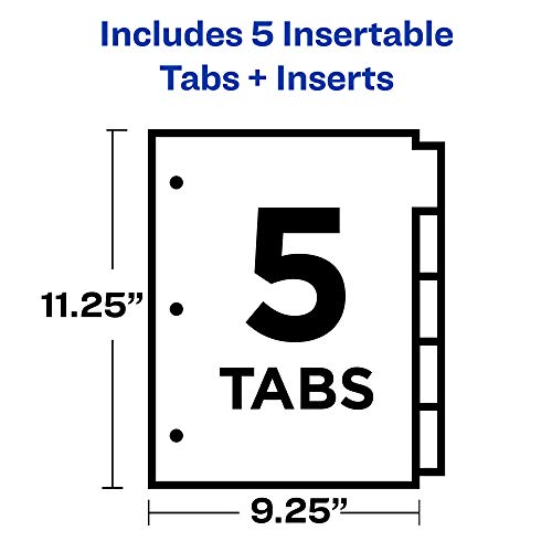 Avery Big Tab Insertable 2 Pocket Dividers for 3 Ring Binders, 5-Tab Set, Bright Two-Tone Multicolor, 1 Set (11988)