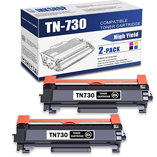 TN730 Compatible TN-730 Black Toner Cartridge Replacement for Brother TN-730 DCP-L2550DW MFC-L2710DW HL-L2350DW HL-L2370DW HL-L2390DW Toner.(2 Pack)