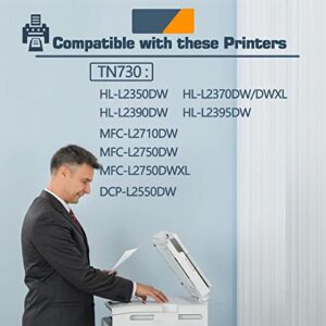 TN730 Compatible TN-730 Black Toner Cartridge Replacement for Brother TN-730 DCP-L2550DW MFC-L2710DW HL-L2350DW HL-L2370DW HL-L2390DW Toner.(2 Pack)