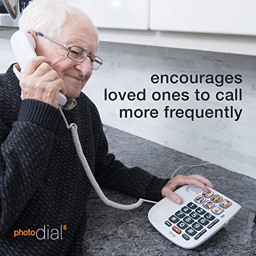 SMPL Hands-Free Dial Photo Memory Corded Phone, One-Touch Dialing, Large Buttons, Flashing Alerts, Durable, Perfect for Seniors, Alzheimer's, Dementia, Hearing Impaired