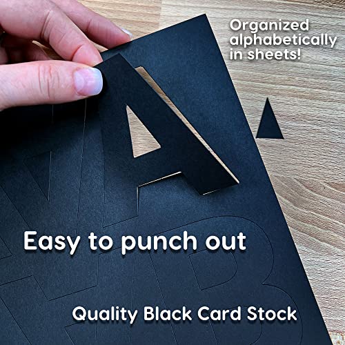 FreshCut Crafts | Bulletin Board Letters & Numbers, Black 3 in. Capital Alphabet Letters, Numbers, Punctuation, US Made Card Stock Punch Out Letters for Posters, Bulletin Boards, Classroom (209 pc)