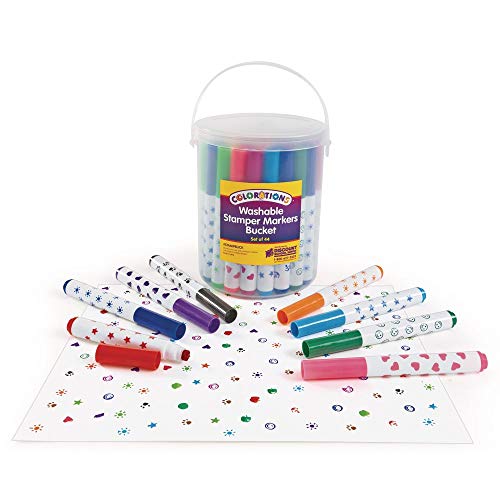 Colorations STAMPBUCK Colorations Washable Marker Stamper Bucket (Pack of 44)