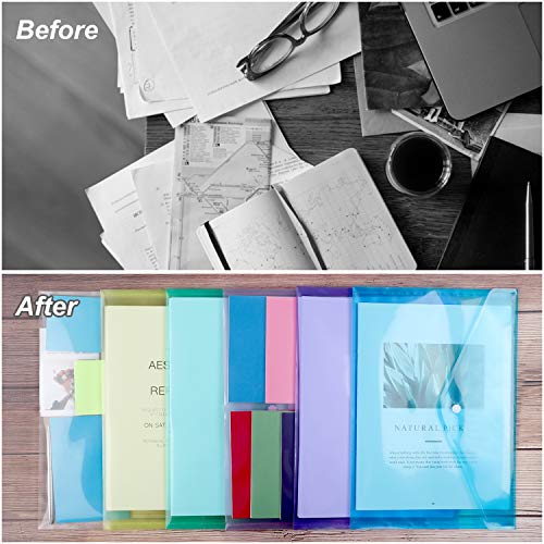 EOOUT 28pcs Plastic Envelopes, Plastic Folders, Plastic Envelopes with Snap Closure, Poly Folders, 8 Colors, A4 Size, Letter Size, for School and Office Supplies