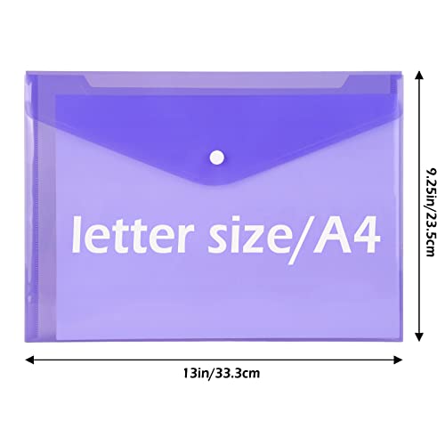 EOOUT 28pcs Plastic Envelopes, Plastic Folders, Plastic Envelopes with Snap Closure, Poly Folders, 8 Colors, A4 Size, Letter Size, for School and Office Supplies