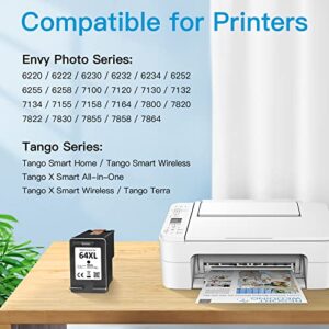 Firstoner 64 XL Black Ink Cartridge Replacement for HP 64XL Ink Remanufactured for HP Envy Photo 7858 7855 7155 7158 7120 7158 7164 6255 6252 6232 Tango X Smart Series Printer(1 Black)