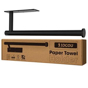 jdgou paper towel holder self adhesive or drilling,paper towel holder under cabinet,paper towel holder wall mount waterproof and rustproof,perfect kitchen organization for kitchen,sink,bathroom black