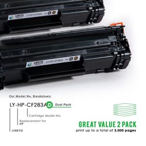 LINKYO Compatible Toner Cartridge Replacement for HP 83A CF283A (Black, 2-Pack)