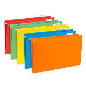 Blue Summit Supplies Legal Hanging File Folders, 25 Reinforced Hang Folders, Legal Size, Designed for Home and Office Color Coded File Organization, Assorted Colors, 25 Pack