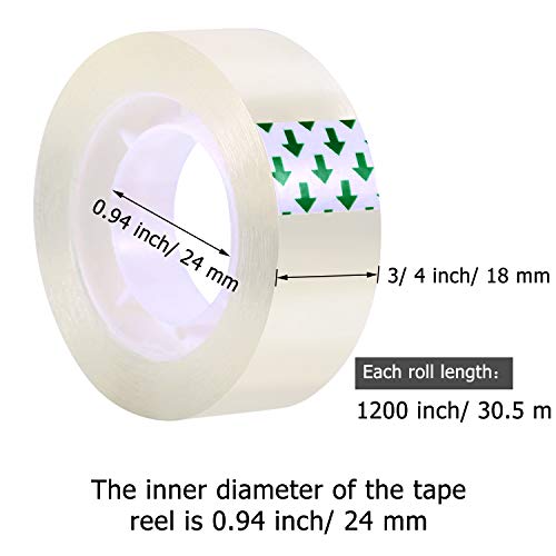 16 Pack Transparent Tape Clear Tape, Each Roll 3/4 x 1200 Inches for Office, Home, School