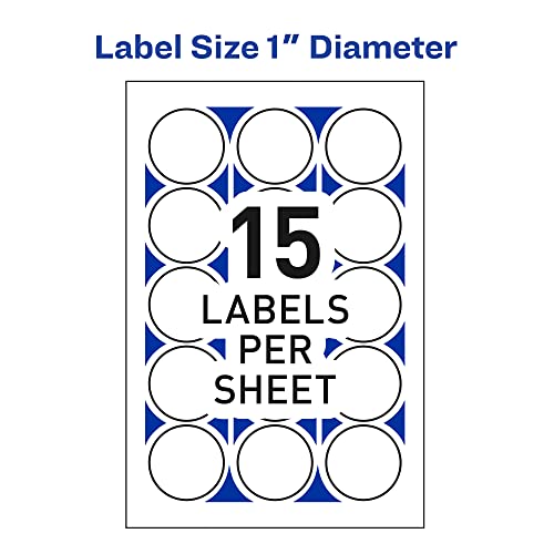 Avery Mailing Seals, 1" Round Labels, White, 600 Printable Mailing Labels (05247)