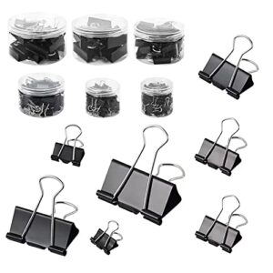 208 PCS Binder Clips Paper Clamps Assorted Sizes, Metal Paper Binder Clip, Black Binding Paperwork Clamp Bulk, School Teachers Office Supplies