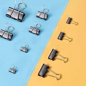 208 PCS Binder Clips Paper Clamps Assorted Sizes, Metal Paper Binder Clip, Black Binding Paperwork Clamp Bulk, School Teachers Office Supplies