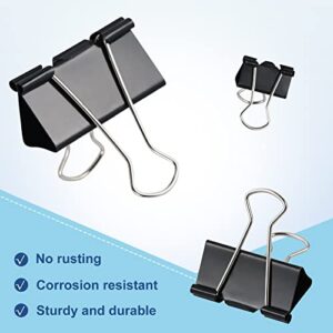 208 PCS Binder Clips Paper Clamps Assorted Sizes, Metal Paper Binder Clip, Black Binding Paperwork Clamp Bulk, School Teachers Office Supplies