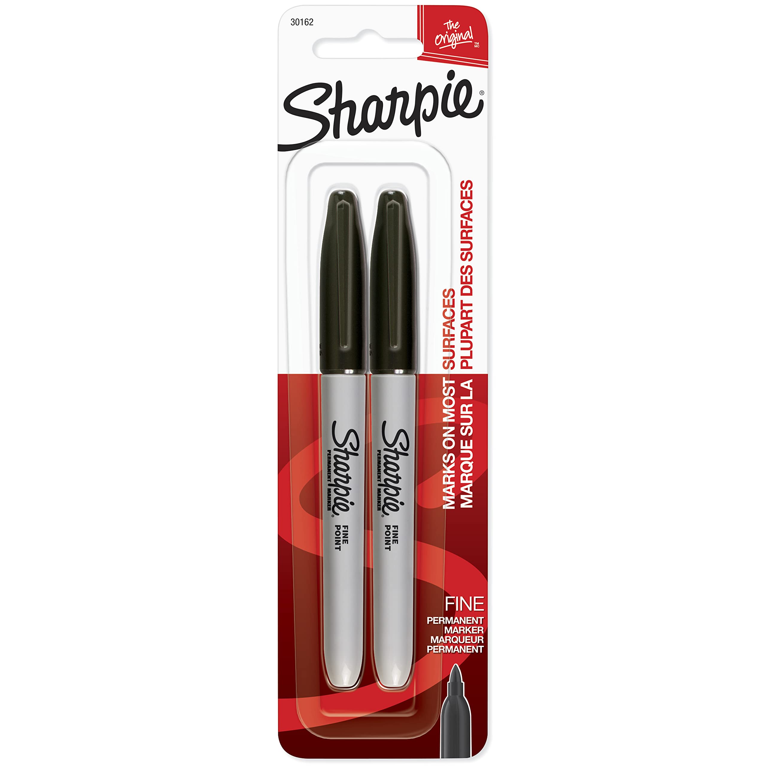 Sharpie 30162PP Permanent Markers, Fine Point, Black, 2 Count