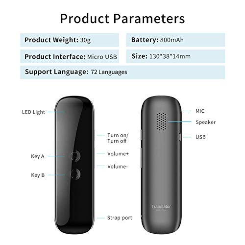 XUPURTLK Language Voice Translator Device Real Time 2-Way Translations Supporting 72 Languages for Travelling Learning Shopping Business Chat Recording Translations (Bluetooth) (G5)