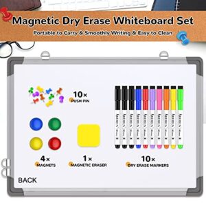 Monthly Calendar Whiteboard Dry Erase Cork Board Combination for Wall, 17"x13" Magnetic Dry Erase Board, Double-Sided White Board, Portable Board for Office, Kitchen, Planning, Memo, School, Home