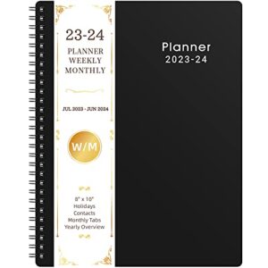 planner 2023-2024 – weekly and monthly planner, july 2023 – june 2024, 8” x 10”, 2023-2024 academic planner with monthly tabs, twin-wire binding, thick paper, flexible cover – classic black