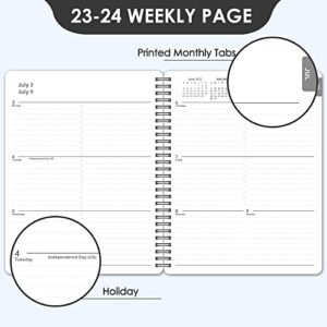 Planner 2023-2024 - Weekly and Monthly Planner, July 2023 - June 2024, 8'' x 10'', 2023-2024 Academic Planner with Monthly Tabs, Twin-Wire Binding, Thick Paper, Flexible Cover - Classic Black