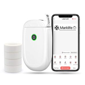 marklife p11 label maker machine with 4 rolls tape,mini thermal wireless inkless sticker printer machine for home kitchen office organization