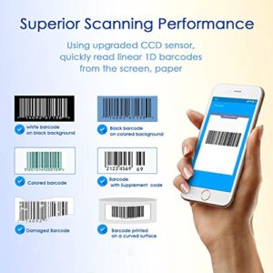 NADAMOO Wireless Barcode Scanner Compatible with Bluetooth Function, 2.4G Wireless & Wired 3-in-1 Bar Code Scanner Portable USB CCD Reader, Work with Tablet iPhone iPad Android Windows Mac OS