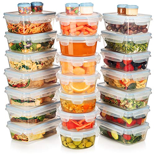 Shazo HUGE SET - 54 PCS - Food Storage Containers w/Airtight Lids (21 contianers + 21 Lids) w/6 Mini Containers, Leak Proof Lunch/Bento Box - BPA Free Freezer Safe - Plastic Storage Container Set