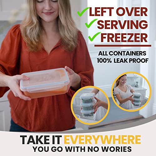 Shazo HUGE SET - 54 PCS - Food Storage Containers w/Airtight Lids (21 contianers + 21 Lids) w/6 Mini Containers, Leak Proof Lunch/Bento Box - BPA Free Freezer Safe - Plastic Storage Container Set