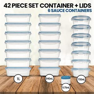 Shazo HUGE SET - 54 PCS - Food Storage Containers w/Airtight Lids (21 contianers + 21 Lids) w/6 Mini Containers, Leak Proof Lunch/Bento Box - BPA Free Freezer Safe - Plastic Storage Container Set