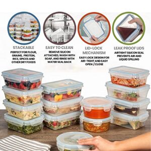 Shazo HUGE SET - 54 PCS - Food Storage Containers w/Airtight Lids (21 contianers + 21 Lids) w/6 Mini Containers, Leak Proof Lunch/Bento Box - BPA Free Freezer Safe - Plastic Storage Container Set