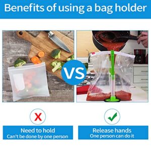 Adjustable Baggy Rack Stand 2 Pack. Tezam Prop Plastic Ziploc Freezer Storage Bags Open Hands-Free to Pour Leftovers, Snacks and Meal Prep Ingredients With No Food Spills or Kitchen Mess