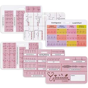 lisol ekg badge cards – nurse ekg leads badge buddy nursing ecg caliper tool cardiac rhythm strips interpretation cheat sheets for badge acls reference card ruler medical accessories telemetry reader