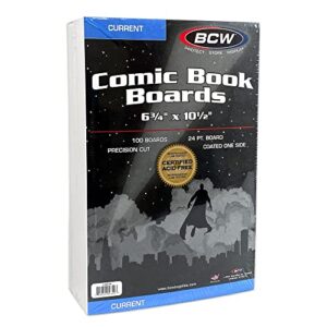bcw supplies – current size comic boards – white – bbcur – (100 boards)