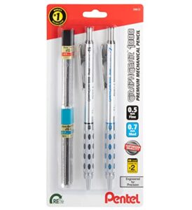 pentel graphgear 1000 automatic drafting pencil – metal mechanical pencils 0.5 and 0.7mm with refill leads