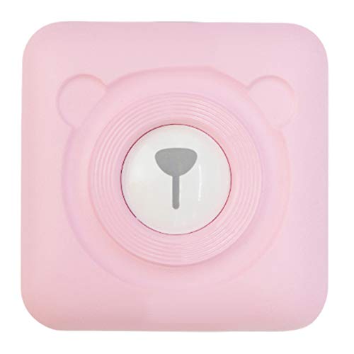 prettDliJUN Mini Photo Printer Cute Bear Wireless Bluetooth SNS Facebook Instagram Photo Thermal Paper Pocket Label Printer Monochrome Pink