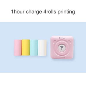 prettDliJUN Mini Photo Printer Cute Bear Wireless Bluetooth SNS Facebook Instagram Photo Thermal Paper Pocket Label Printer Monochrome Pink
