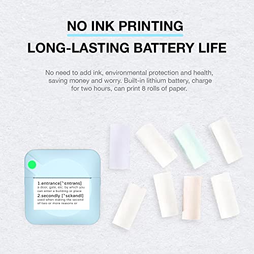 Mini Pocket Printer, Wireless Bluetooth Thermal Inkless Printer for Label Receipt Photo Notes Study Compatible with iOS & Android (GKI-022)